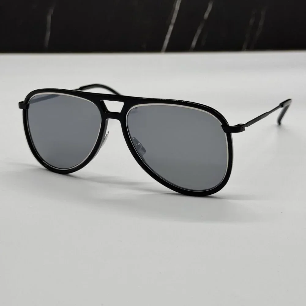 NEW SAINT LAURENT CLASSIC 11 RIM 002 BLACK AVIATOR SUNGLASSES SAINT LAURENT